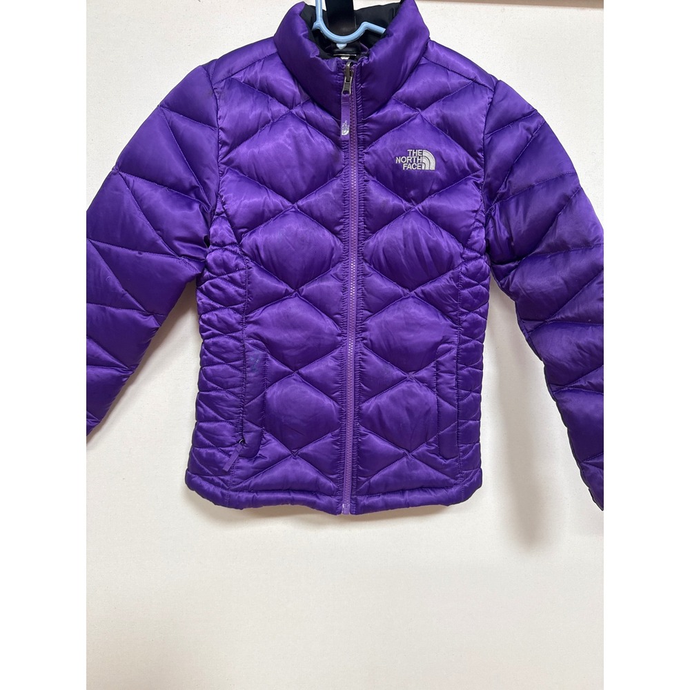 The North Face Girls Purple Diamond Quilted Puffer Jacket Size M 10/12 Full Zip